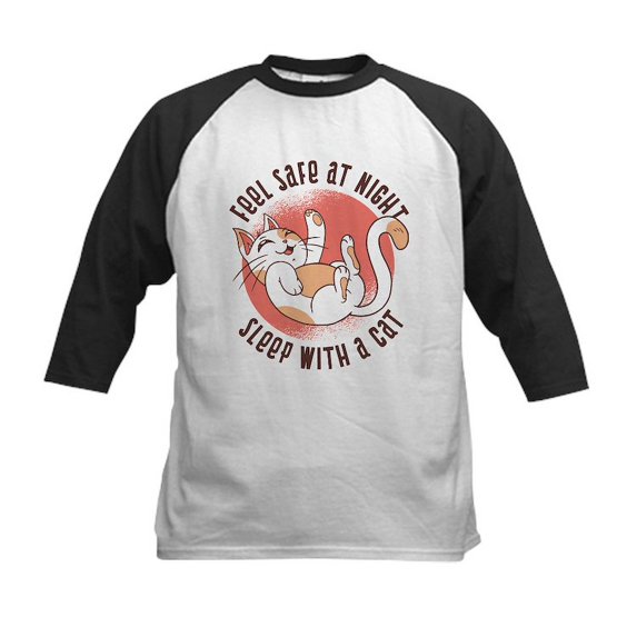 CafePress - Sleep With A Cat Baseball Jersey - Kids Cotton Baseball Jersey, 3/4 Sleeve Shirt