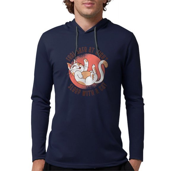 CafePress - Sleep With A Cat Long Sleeve T Shirt - Mens Hooded Shirt