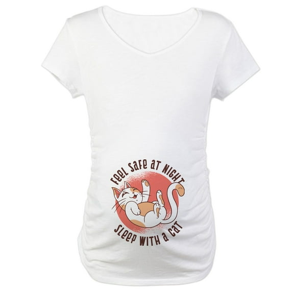 CafePress - Sleep With A Cat Maternity T Shirt - Cotton Maternity T-shirt, Cute & Funny Pregnancy Tee