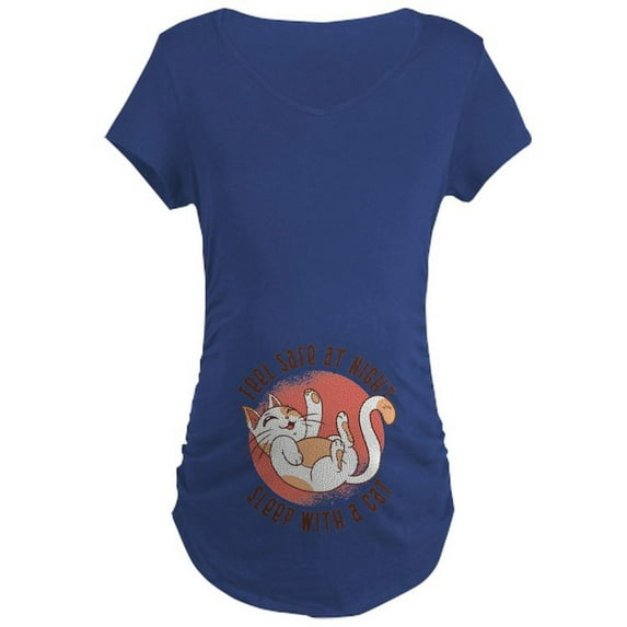 CafePress - Sleep With A Cat Maternity T Shirt - Maternity Dark T-Shirt