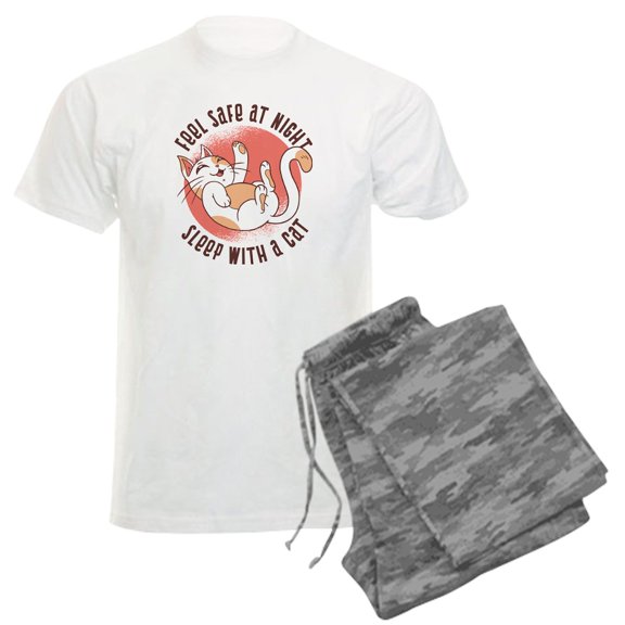 CafePress - Sleep With A Cat Pajamas - Men's Light Loose Fit Cotton Pajama Set