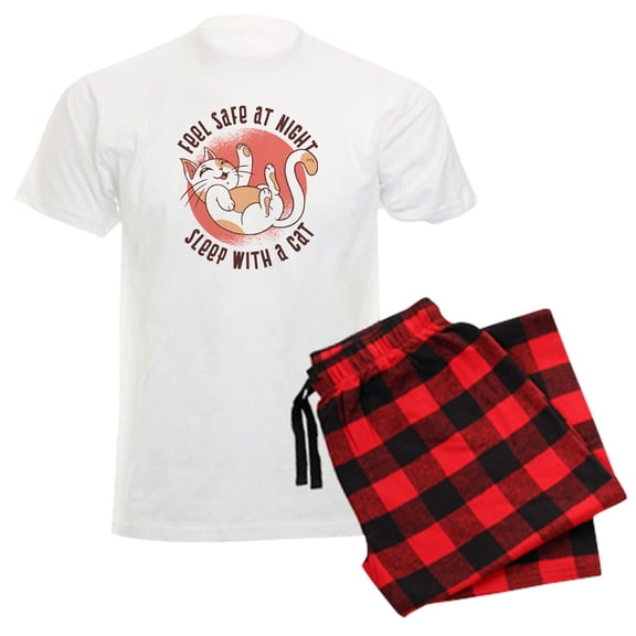 CafePress - Sleep With A Cat Pajamas - Men's Light Loose Fit Cotton Pajama Set