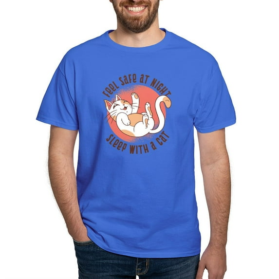 CafePress - Sleep With A Cat T Shirt - Men's Classic Graphic Cotton T-Shirt