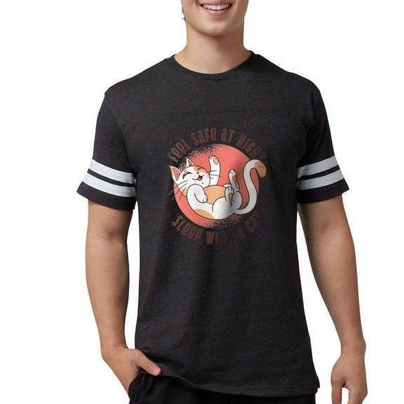 CafePress - Sleep With A Cat T Shirt - Mens Football Shirt