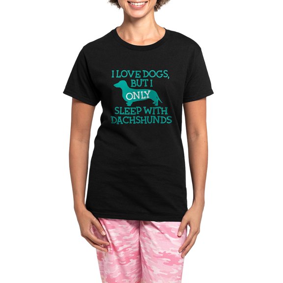 CafePress - Sleep With Dachshunds Women's Dark Pajamas - Women's Short Sleeve Print T-Shirt and Pants Dark Cotton Pajama Set