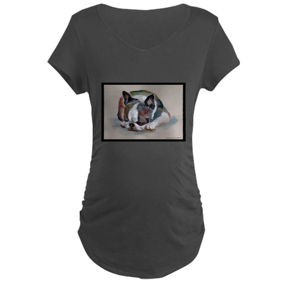 CafePress - Sleeping Boston Terrier Maternity Dark T Shirt - Maternity Dark T-Shirt