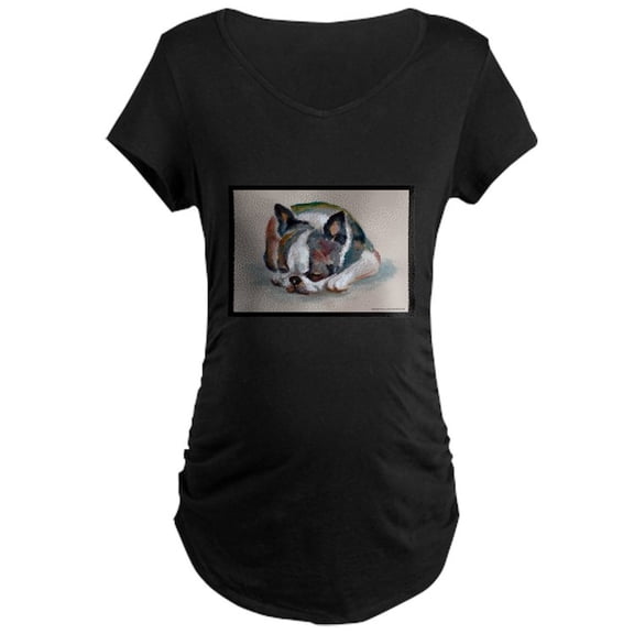 CafePress - Sleeping Boston Terrier Maternity Dark T Shirt - Maternity Dark T-Shirt