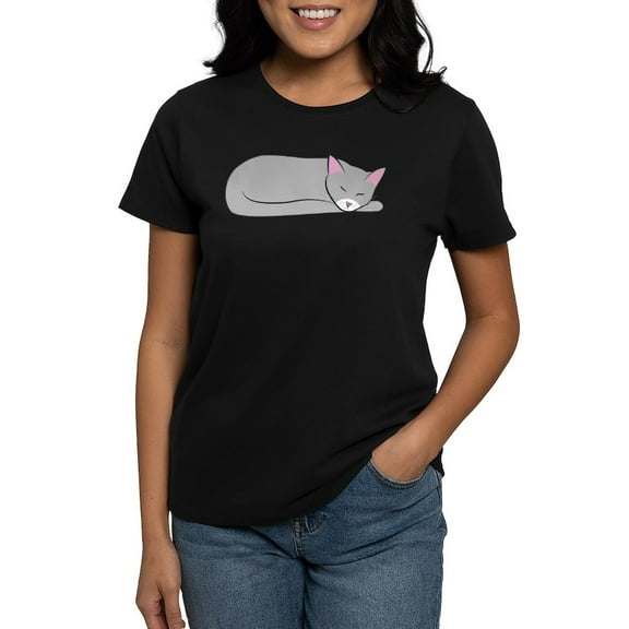 CafePress - Sleeping Cat Women's Classic T Shirt - Women's Traditional Fit Dark T-Shirt