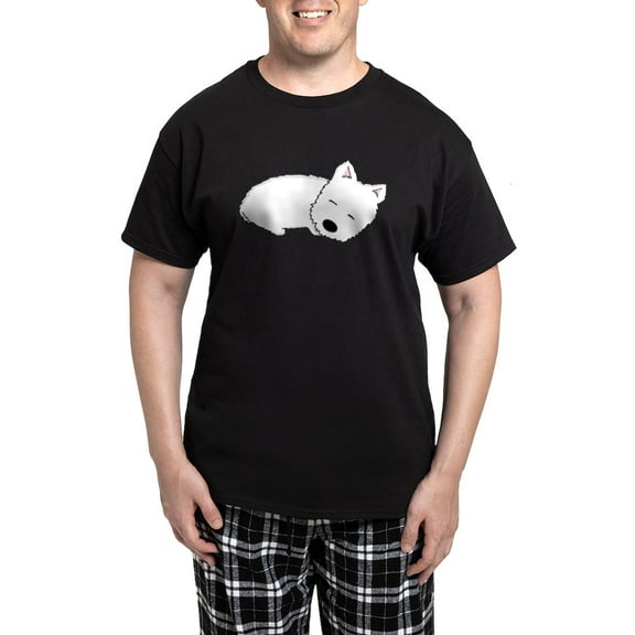 CafePress - Sleeping Westie Men's Dark Pajamas - Men's Dark Loose Fit Cotton Pajama Set