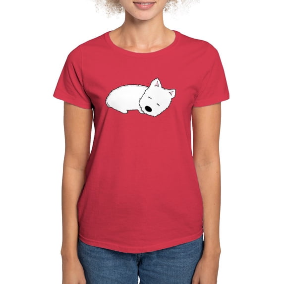 CafePress - Sleeping Westie Women's Classic T Shirt - Women's Traditional Fit Dark T-Shirt