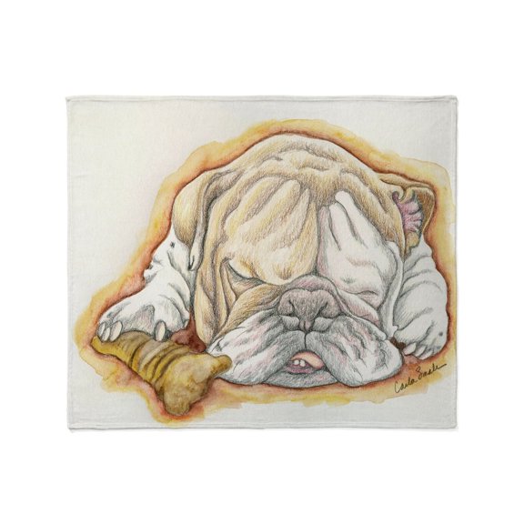 CafePress - Sleepy English Bulldog With Bone Throw Blanket - Soft Fleece Throw Blanket, 50"x60" for All Ages