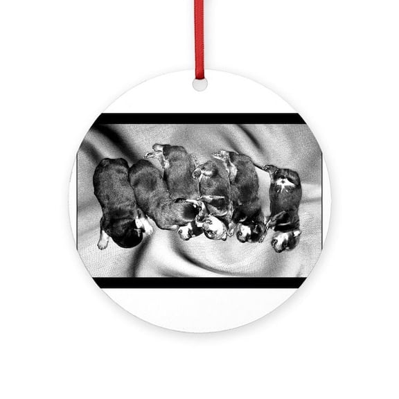 CafePress - Sleepyhead Rottweiler Pups - Round Wood Ornament 4"