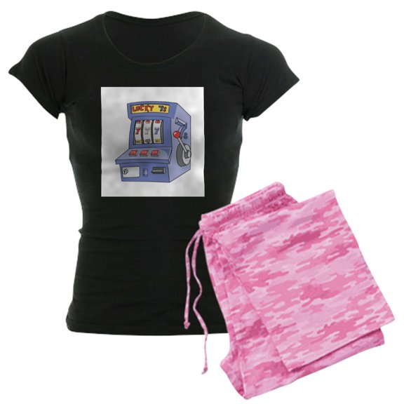 CafePress - Slot Machine Women's Dark Pajamas - Women's Short Sleeve Print T-Shirt and Pants Dark Cotton Pajama Set