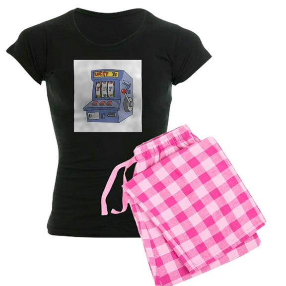 CafePress - Slot Machine Women's Dark Pajamas - Women's Short Sleeve Print T-Shirt and Pants Dark Cotton Pajama Set
