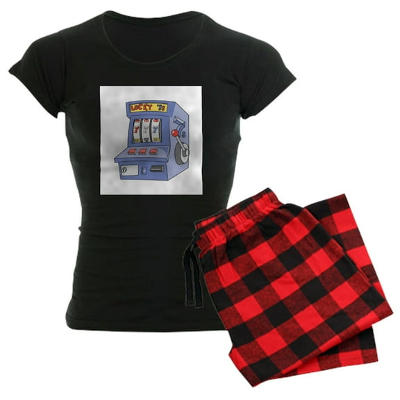 CafePress - Slot Machine Women's Dark Pajamas - Women's Short Sleeve Print T-Shirt and Pants Dark Cotton Pajama Set