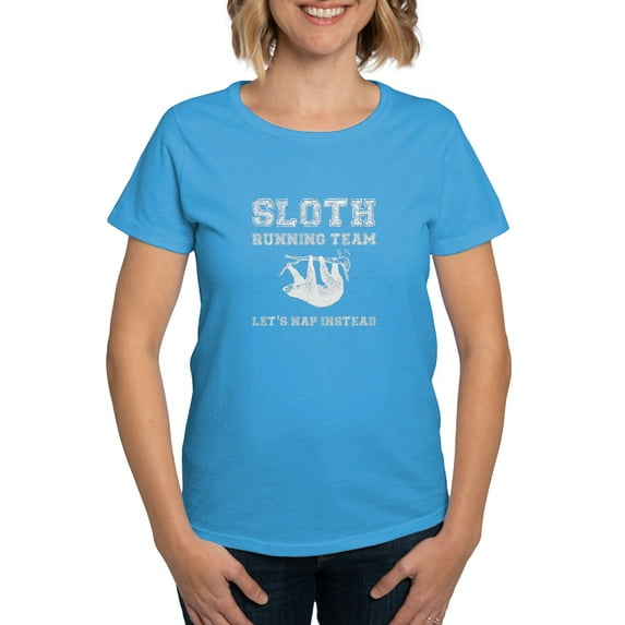 CafePress - Sloth Running Team T Shirt - Women's Traditional Fit Dark T-Shirt