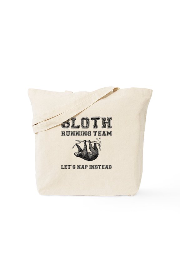 - Sloth Running Team Tote Bag - Unisex Canvas Tote Bag, Beige, 1-Piece