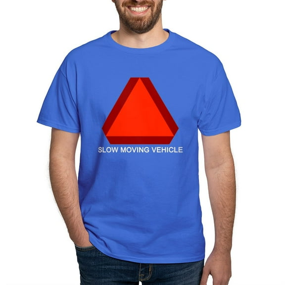 CafePress - Slow Moving Vehicle T Shirt Green/Blue/Red/Black - Men's Classic Graphic Cotton T-Shirt