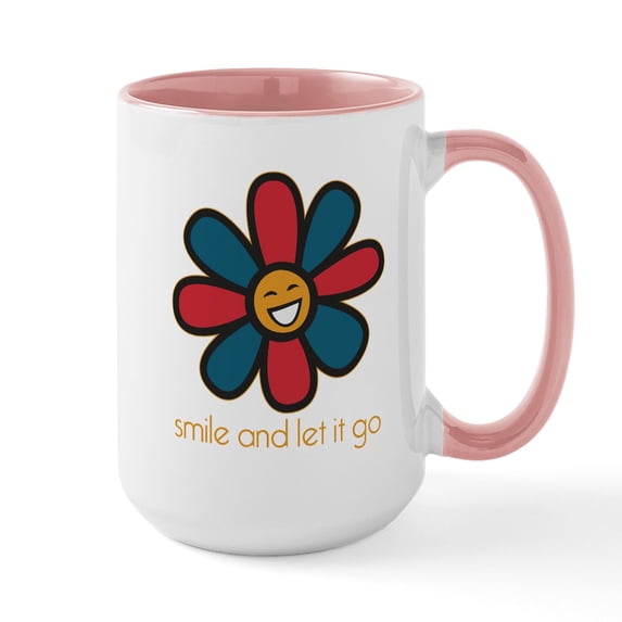 CafePress - Smile And Let It Go Large Mug - 15 oz Ceramic Large White Novelty Mug