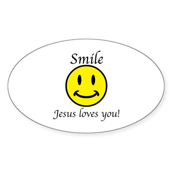 CafePress - Smile Jesus - Sticker (Oval)