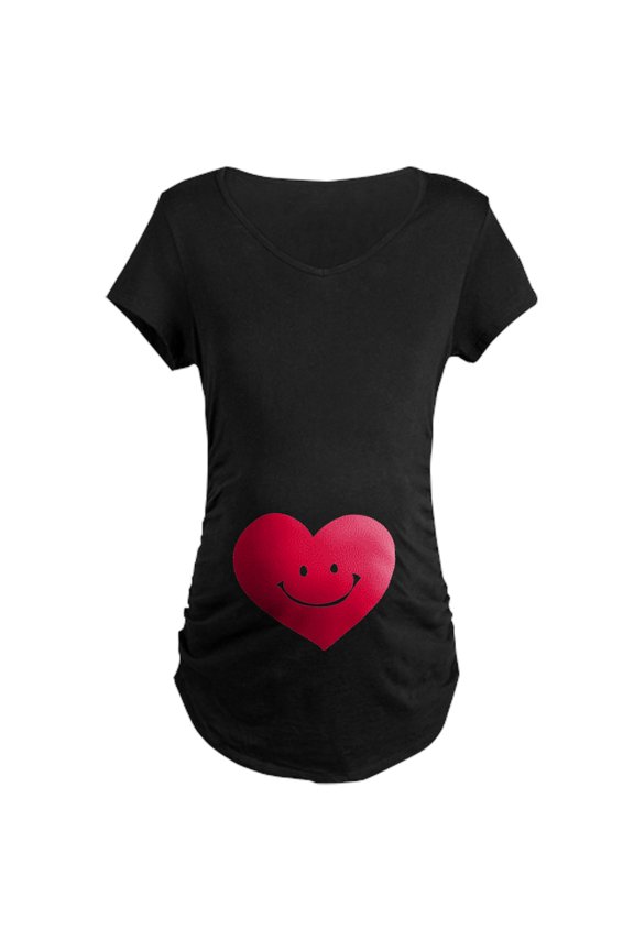 - Smiley Heart Maternity Dark T Shirt - Maternity Dark T-Shirt