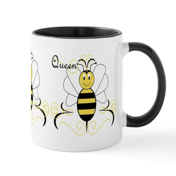 CafePress - Smiling Bumble Bee Queen Bee Mug - 11 oz Ceramic Mug - Novelty Coffee Tea Cup