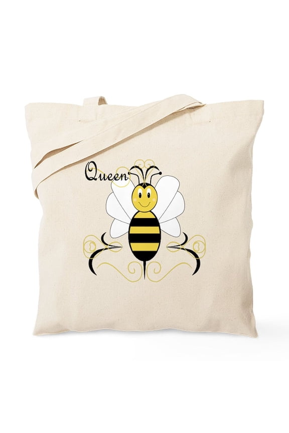 - Smiling Bumble Bee Queen Bee Tote Bag - Unisex Canvas Tote Bag, Beige, 1-Piece