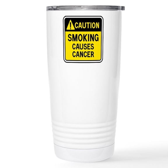 CafePress - Smoking Warning Stainless Steel Travel Mug - Insulated Stainless Steel Travel Tumbler 20 oz.