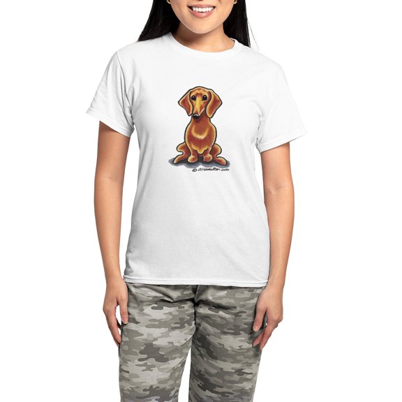 CafePress - Smooth Red Dachshund Women's Light Pajamas - Women's Short Sleeve Print T-Shirt and Pants Light Cotton Pajama Set