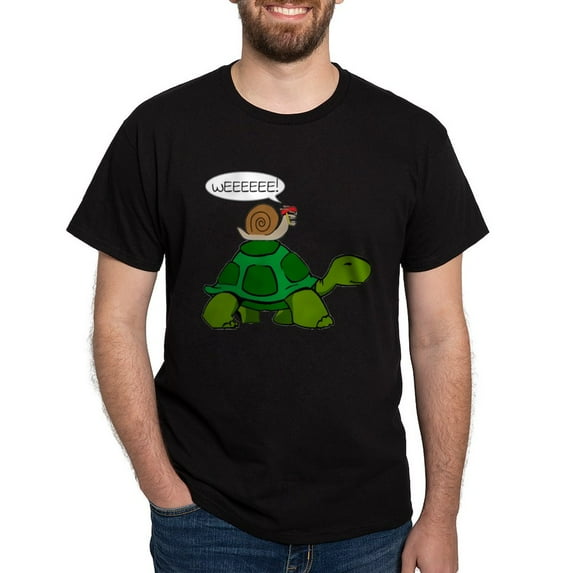 CafePress - Snail On Turtle T Shirt - Men's Classic Graphic Cotton T-Shirt