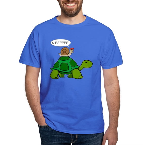 CafePress - Snail On Turtle T Shirt - Men's Classic Graphic Cotton T-Shirt