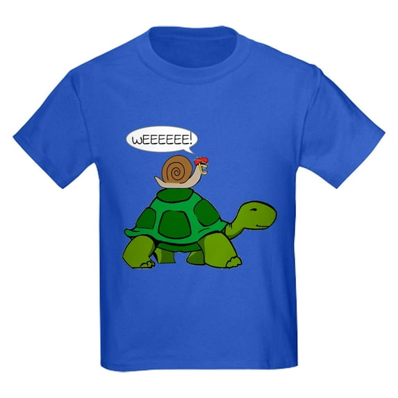 CafePress - Snail On Turtle T Shirt - Dark T-Shirt Kids XS-XL