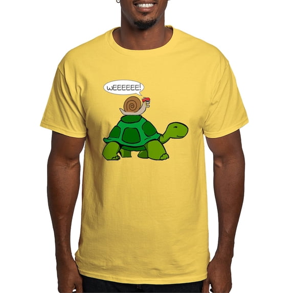 CafePress - Snail On Turtle T Shirt - Men's Classic Graphic T-Shirt