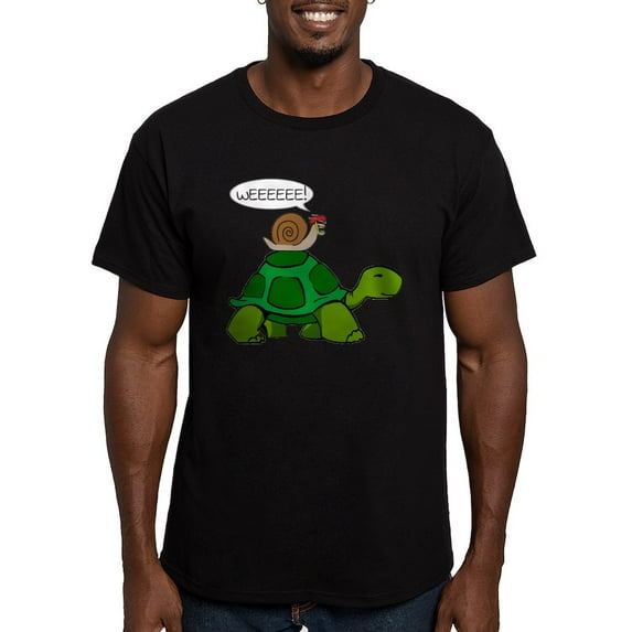CafePress - Snail On Turtle T Shirt - Men's Fitted T-Shirt