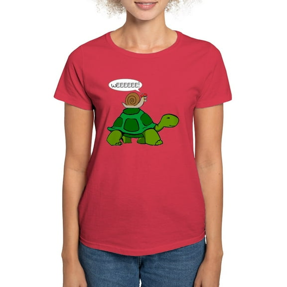 CafePress - Snail On Turtle T Shirt - Women's Traditional Fit Dark T-Shirt