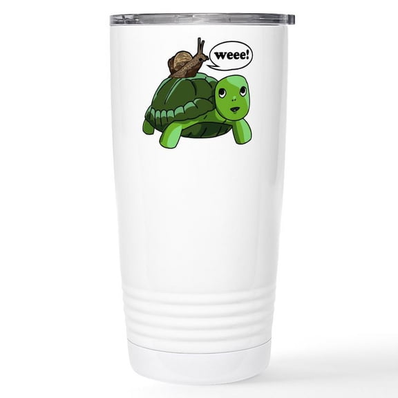 CafePress - Snail Riding Turt 16 Oz Stainless Steel Travel Mug - Insulated Stainless Steel Travel Tumbler 20 oz.