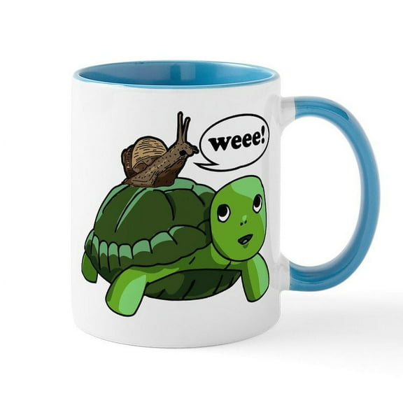 CafePress - Snail Riding Turtle - 11 oz Ceramic Mug - Novelty Coffee Tea Cup
