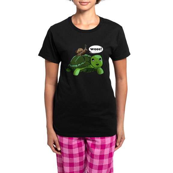 CafePress - Snail Riding Turtle Women's Dark Pajamas - Women's Short Sleeve Print T-Shirt and Pants Dark Cotton Pajama Set