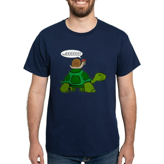 CafePress - Snail & Turtle Dark T Shirt - Men's Classic Graphic Cotton T-Shirt