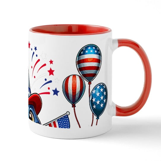 CafePress - Snake Riding Firecracker US Flag 4Th Of July Firew - 11 oz Ceramic Mug - Novelty Coffee Tea Cup