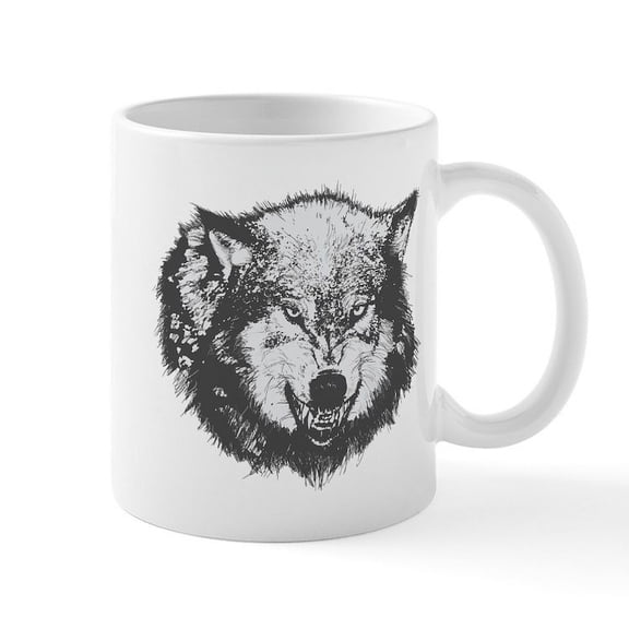 CafePress - Snarling Wolf Mug - 11 oz Ceramic Mug - Novelty Coffee Tea Cup