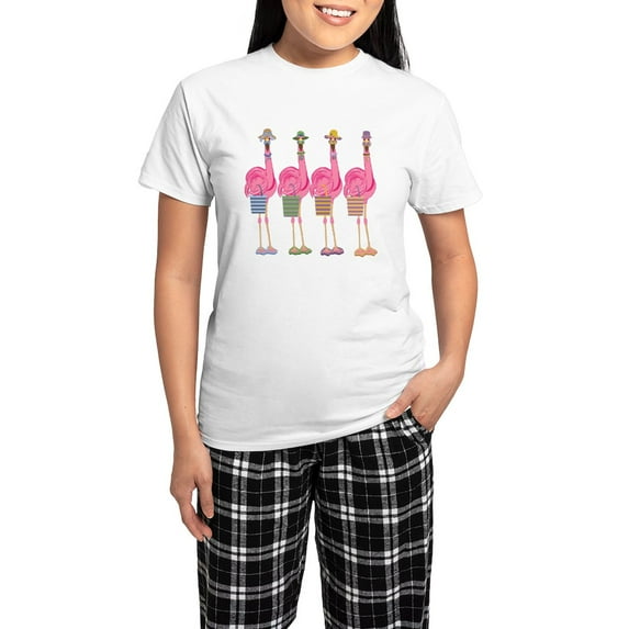 CafePress - Snazzy Flamingos Pajamas - Women's Short Sleeve Print T-Shirt and Pants Light Cotton Pajama Set