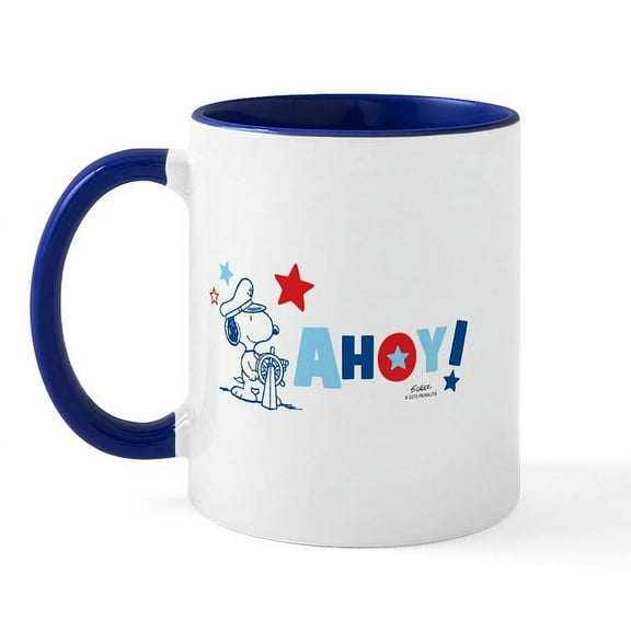 CafePress - Snoopy AHOY Mugs - 11 oz Ceramic Mug - Novelty Coffee Tea Cup