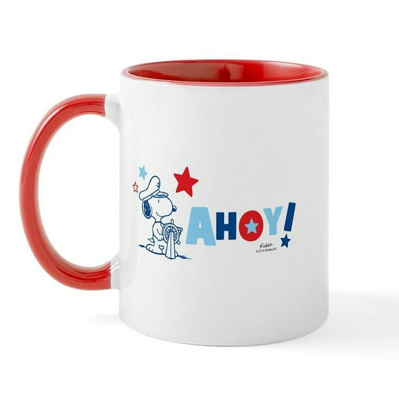 CafePress - Snoopy AHOY Mugs - 11 oz Ceramic Mug - Novelty Coffee Tea Cup