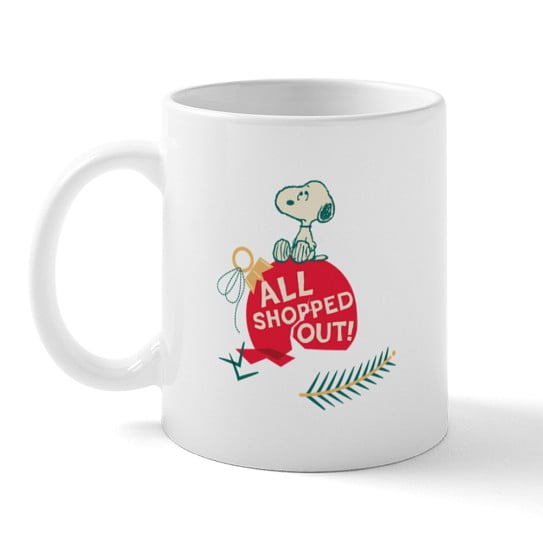 CafePress - Snoopy All Shopped Out 11 Oz Ceramic Mug - 11 oz Ceramic Mug - Novelty Coffee Tea Cup