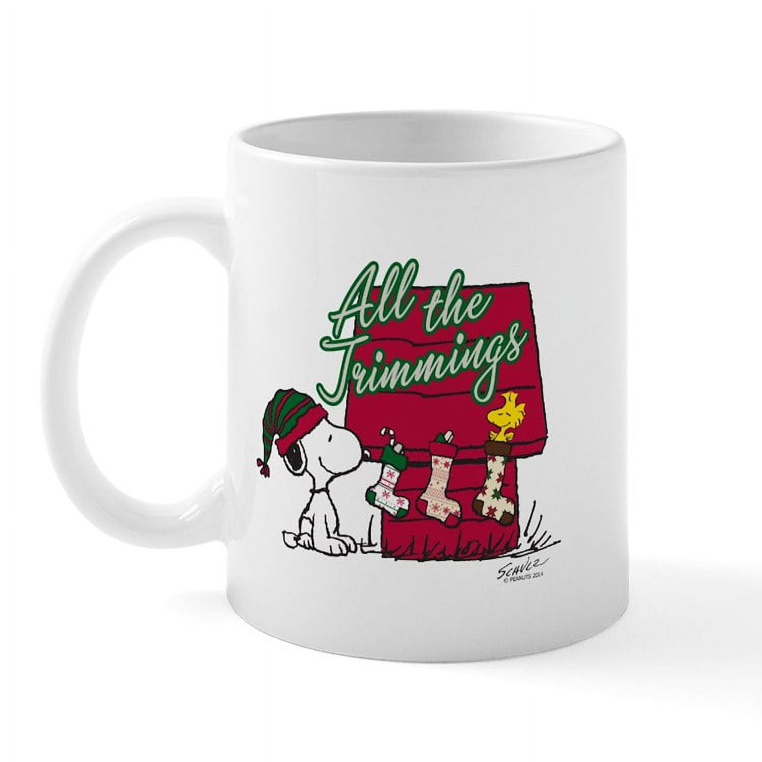 Cafepress - Snoopy: All The Trimmings Large Mug - 11 oz Ceramic Mug - Novelty Coffee Tea Cup, Size: Small, White