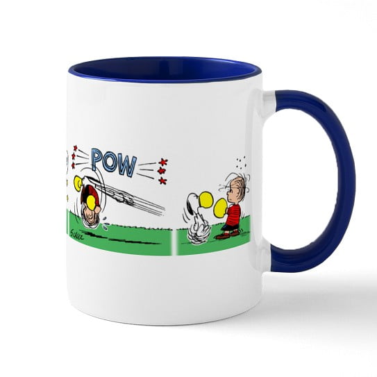 CafePress - Snoopy And Linus RUMBLE!! Mug - 11 oz Ceramic Mug - Novelty Coffee Tea Cup