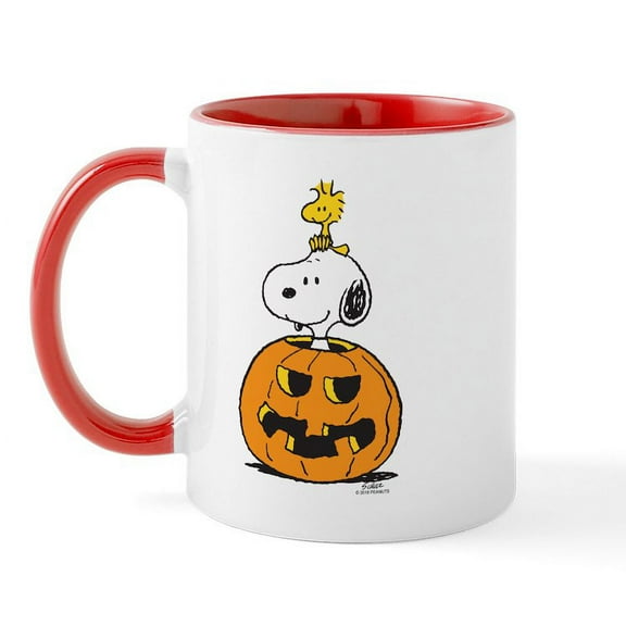 CafePress - Snoopy And Woodstock Hall 15 Oz Ceramic Large Mug - 11 oz Ceramic Mug - Novelty Coffee Tea Cup