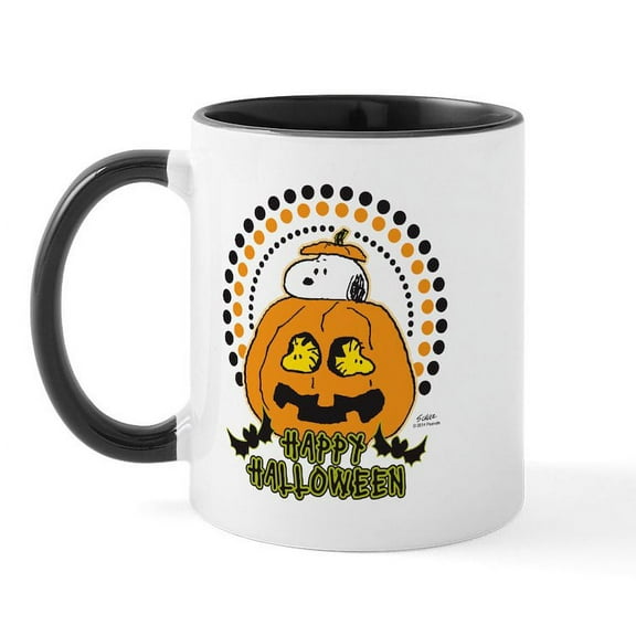 CafePress - Snoopy And Woodstock Pumpkin Mugs - 11 oz Ceramic Mug - Novelty Coffee Tea Cup