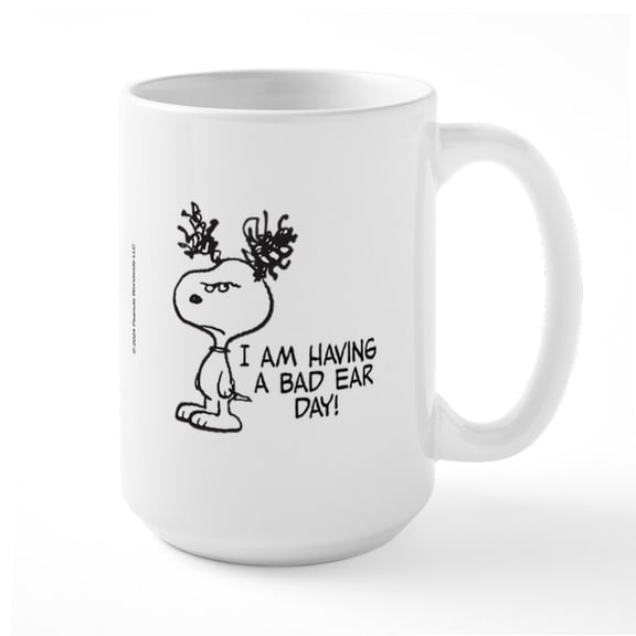 CafePress - Snoopy Bad Ear Day - 15 oz Ceramic Large White Novelty Mug